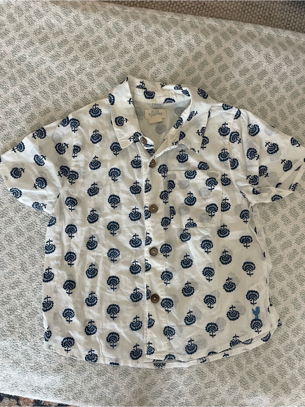 Blue Rooster Printed Short-Sleeve Boy’s Shirt - Lightweight